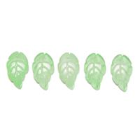 Glass Green Leaves, 18x10mm (5pcs)