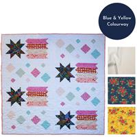 Lou Orth Blue & Yellow Shooting Stars Quilt Kit (61" square): Instructions, Fabric (3.5m) FQ