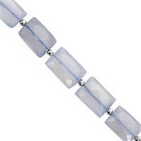 55cts Blue Chalcedony Faceted Cushion Approx 13x9 to 16x10mm,15cm Strand With Spacers