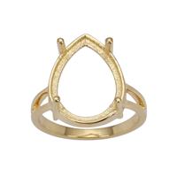 Gold Plated 925 Sterling Silver Ring Mount (To fit 16x12mm Pear Gemstones)