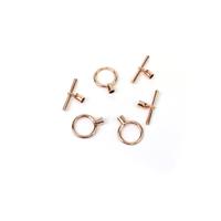 Rose Gold Plated Base Metal Toggle Clasp with Cord Ends, 3.2mm (3pcs)