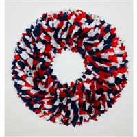 Living in Loveliness Coronation Fabric Wreath (Red, White and Blue) 