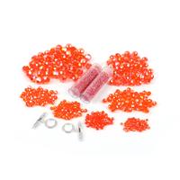 Coral; Coral AB Faceted Glass Beads Box with 11/0& 8/0 Seed Beads 