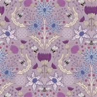 Lewis & Irene Celtic Dreams Bees Lilac Fabric 0.5m
