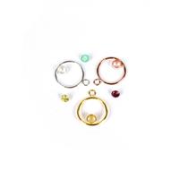 Why Choose;  Gold, Rose Gold & Sterling Silver Circle Pendant with 4mm Tube Setting & 3x Gemstone Brilliant Rounds