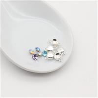 Silver Plated Base Metal Bezel Cup Connectors and Cabochons 6mm (Aquamarine, Light Sapphire, Lavender, Crystal, AB/ 5pcs)