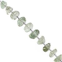100cts Green Amethyst Graduated Faceted Unusual Tumble Approx 11x4.5 to 14x8mm, 16cm Strand with Spacers