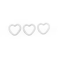 Sterling Silver Heart Shaped Jump Rings Approx 10mm 3pcs