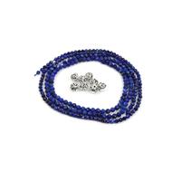 Swirl & Whirl- Natural Colour Lapis Lazuli Faceted Rounds with Sterling Silver Swirl Beads