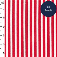 Red Thin Stripes on White Fabric Bundle 1m. Save £2!