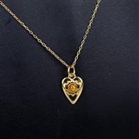 Baltic Cognac Amber Gold Plated 925 Sterling Silver Heart Pendant Approx 10mm & Gold Plated 925 Sterling Silver Chain, Approx 18"