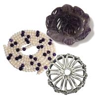 Purity & Strength- Amethyst Lotus Connector with Freshwater Pearls, Spacerbeads and Cap