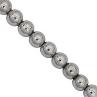 260cts Silver Color Coated Haematite Smooth Round Approx 8mm, 30cm Strand 