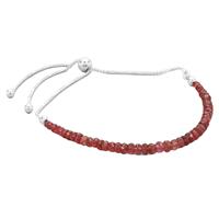9cts Red Spinel Rondelles Faceted Approx 2 to 3mm With 925 Sterling Silver Slider Bracelet (Length 25cm)