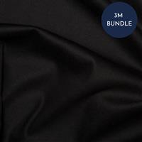 Stretch Cotton Sateen Black Lining Fabric Bundle (3m)