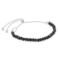 14cts Black Spinel Beads Sterling Silver Slider Bracelet Approx 4 to 2mm, 4+6 Inch