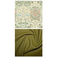  William Morris Thameside Blackthorn Cream & 100% Cotton Sage Fabric Bundle (3m)