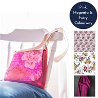 Sew Pretty Sew Mindful Pink, Magenta & Ivory Lillington Bag Kit: Instructions, Cotton Dry Oilskin (0.5m), FQ (3pcs)