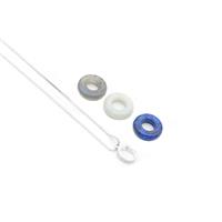 925 Sterling Silver Interchangeable Pendants (Jadeite, Lapis Lazuli & Labradorite) With 45cm/18 Inch Box Chain