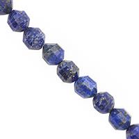 300cts Natural Lapis Lazuli Faceted Drum 9x10mm Beads Necklace with Lobster Lock & Extension -18"+2"Length