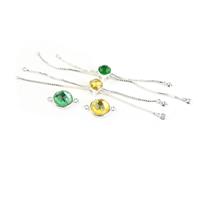 Elixir: Green & Yellow Faceted Glass Connector, Silver Plated Base Metal Slider x2