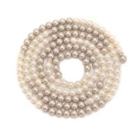 White & Grey Shell Pearls Approx 6mm with 9pcs Base Metal Spacer Beads 4x3mm, 1m