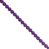 65cts Purple Color Coated Hematite Smooth Bicones Approx 4mm, 30cm Strand