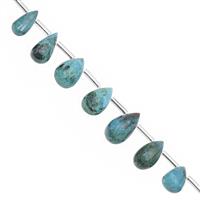 45cts Chrysocolla Top Side Drill Smooth Drop Approx 8x4.5 to 13x8mm, 15cm Strand with Spacers