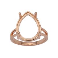 Rose Gold Plated 925 Sterling Silver Ring Mount (To fit 16x12mm Pear Gemstones)