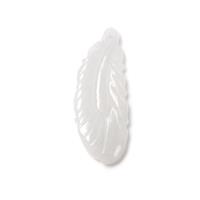 15cts Type A White Jadeite Carved Feather, Approx. 12x30mm, 1pc