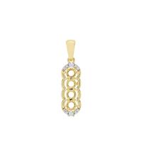 Gold Plated 925 Sterling Silver 4 Stone Round Pendant Mount (To fit 4mm gemstones) Inc. 0.16cts White Zircon Brilliant Cut Round 1 to 2mm - 1Pcs