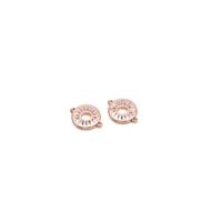 Rose Gold Plated 925 Sterling Silver Cubic Zirconia Round Connector Approx 11mm (2pcs)