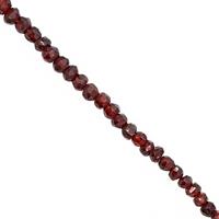 42cts Red Garnet Faceted Rondelle Approx 2.5x2 to 4x3mm, 32cm Strand