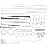 Silver Plated Bumper Findings Kit Approx. 1100pcs Inc. 1200cts Multi Gemstones Chips (Inc. Black Spinel, White Opal, Apatite, Amethyst)