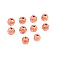 Rose Gold Plated Brass Diamond Cut Spotted Beads, Approx. 7mm (10pk)