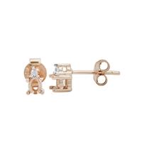 Rose Gold Plated 925 Sterling Silver Oval Earrings Mount (To fit 4x3mm gemstones) Inc. 0.02cts White Zircon Brilliant Cut Round 1.50mm - 1 Pair