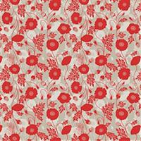 Lewis & Irene Poppies Beige Poppy Stems  Fabric 0.5m