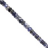 42cts Iolite Graduated Faceted Rondelle Approx 2.5x1 to 5.5x2.5mm, 32cm Strand