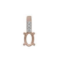Rose Gold Plated 925 Sterling Silver Oval Pendant Mount (To fit 6x4mm gemstones) Inc. 0.02cts White Zircon Brilliant Cut Round 1mm - 1Pcs