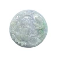 100Cts Type A Jadeite Carved Flower Pendant, Approx. 50mm, 1pc