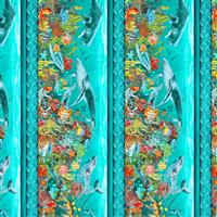 Jason Yenter Calypso II Under The Sea Aqua Fabric precut to 0.5m