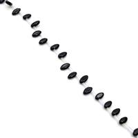 55cts Black Obsidian Top Drilled Marquise Approx 6x12mm, 38cm Strand