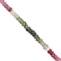 28cts Multi-colour Tourmaline Faceted Rondelle Approx 3x1.5 to 4x2mm, 20cm Strand