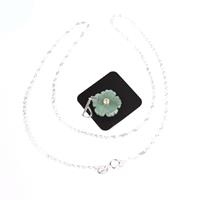 925 Sterling Silver Pendant Type A Burmese Jadeite Flower  15mm With Citrine &  Chain