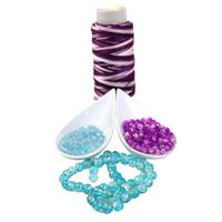 Ombre Blues; Ombre Purple Nylon Cord and Blue and Purple Bi-colour Glass Beads