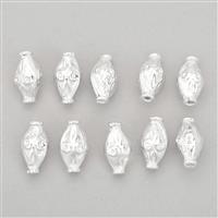 Silver Base Metal Marquise Beads Approx 13x6mm (Pack of 10)