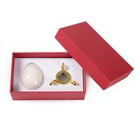 750cts White Quartz Egg Approx 45x58mm with a Stand in Box, 1set