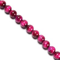 245cts Fuchsia Tiger Eye Plain Rounds Approx 10mm,38cm Strand