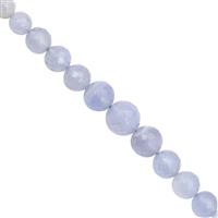 60cts Blue Lace Agate Round Faceted Approx 4 to 9mm,19cm Strand With Spacers