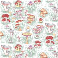 Fairy Garden Mushrooms White Fabric 0.5m